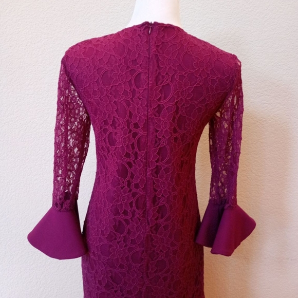 La Pateau burgundy plum lace ruffle hem dress - Picture 6 of 7